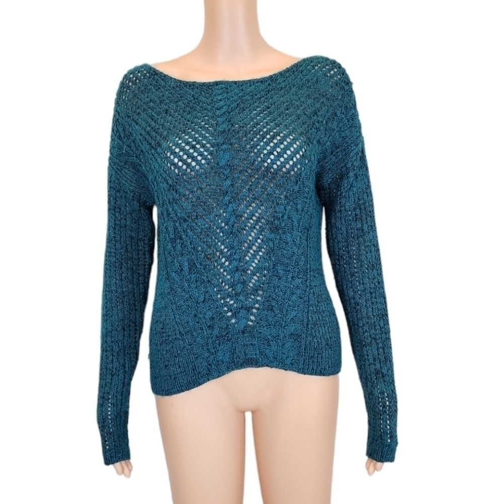 BAR III Green Knit Long Sleeve Pullover Sweater